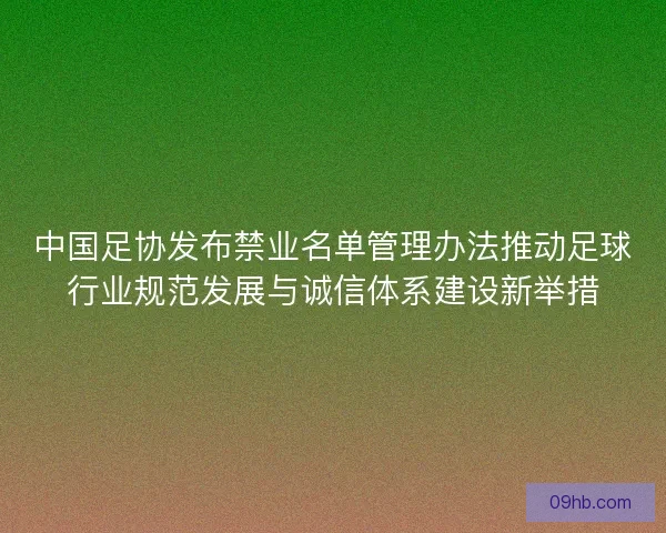 中国足协发布禁业名单管理办法推动足球行业规范发展与诚信体系建设新举措